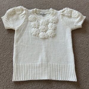 Stellah Women's White Embroidered Fitted Sweater size S